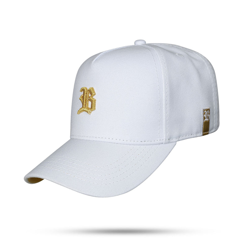 Boné Branco Snapback Logo Basic Contra Aba Dourada