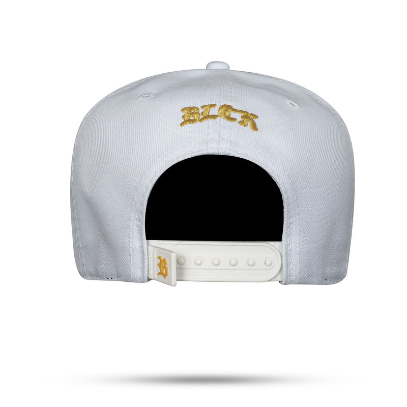 Boné Branco Snapback Logo Basic Contra Aba Dourada