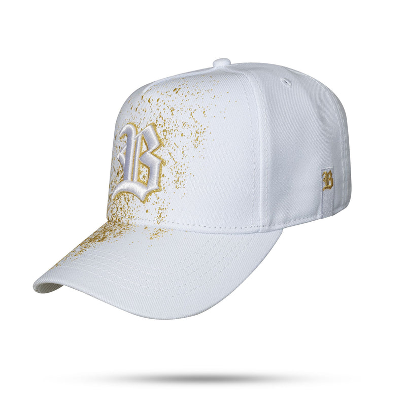 Boné Branco Snapback Paint Dourado