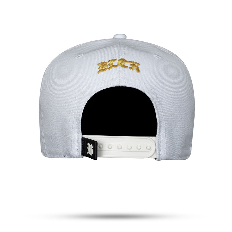 Boné Branco Snapback Paint Dourado