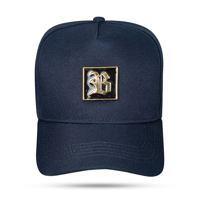 Boné Azul Marinho Snapback Quadrado Metal Gold