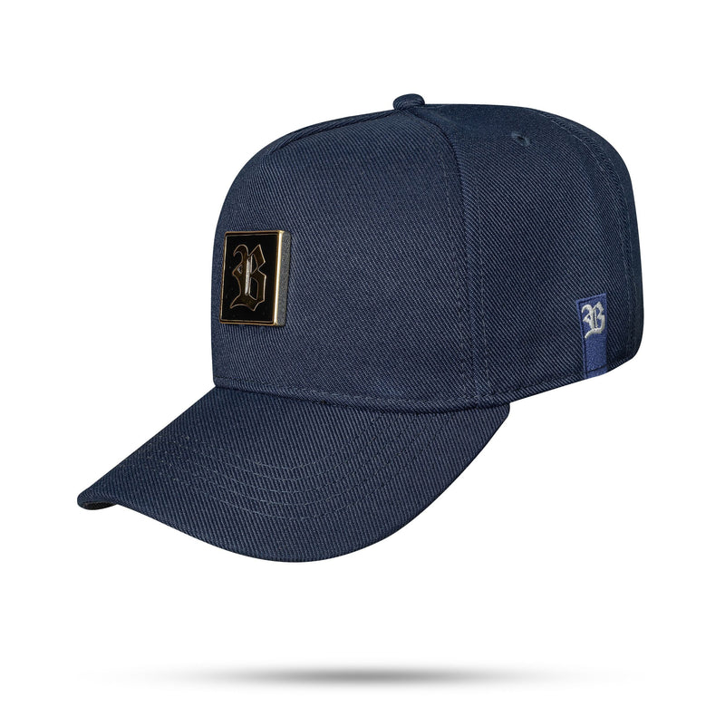 Boné Azul Marinho Snapback Quadrado Metal Gold