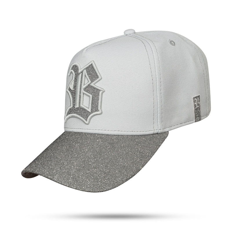 Boné Branco Snapback Aba Shine Prata