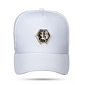 Boné Branco Snapback Logo Hexagon Metal Dourado