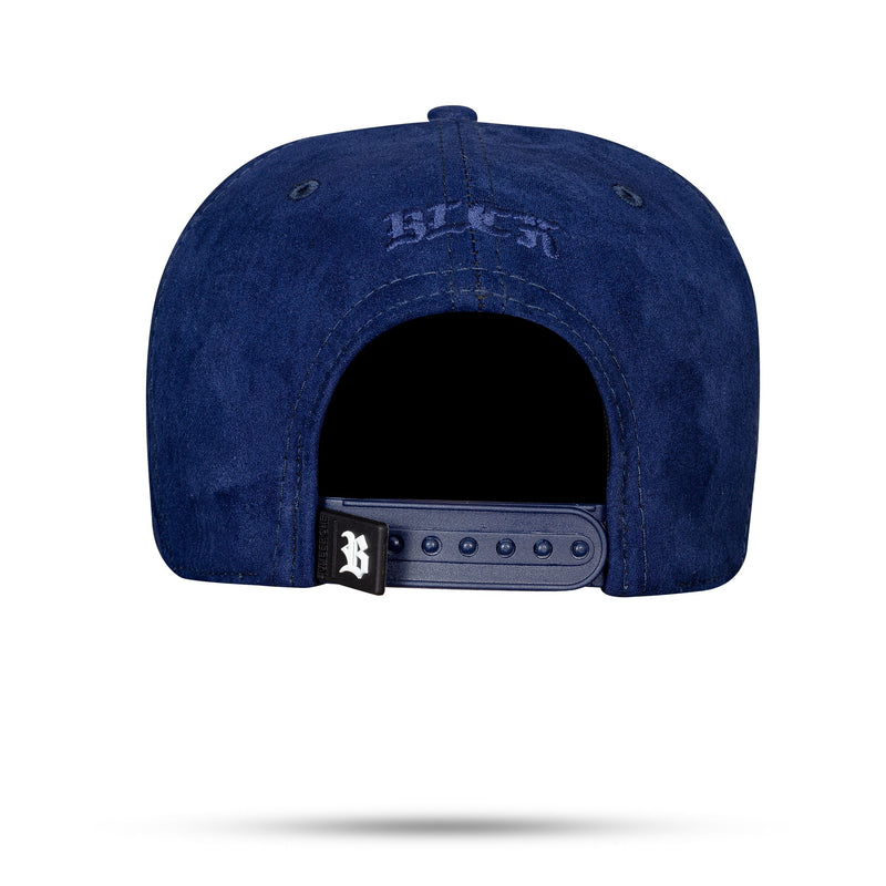 Boné Azul Marinho Snapback Suede Metal Brilhante