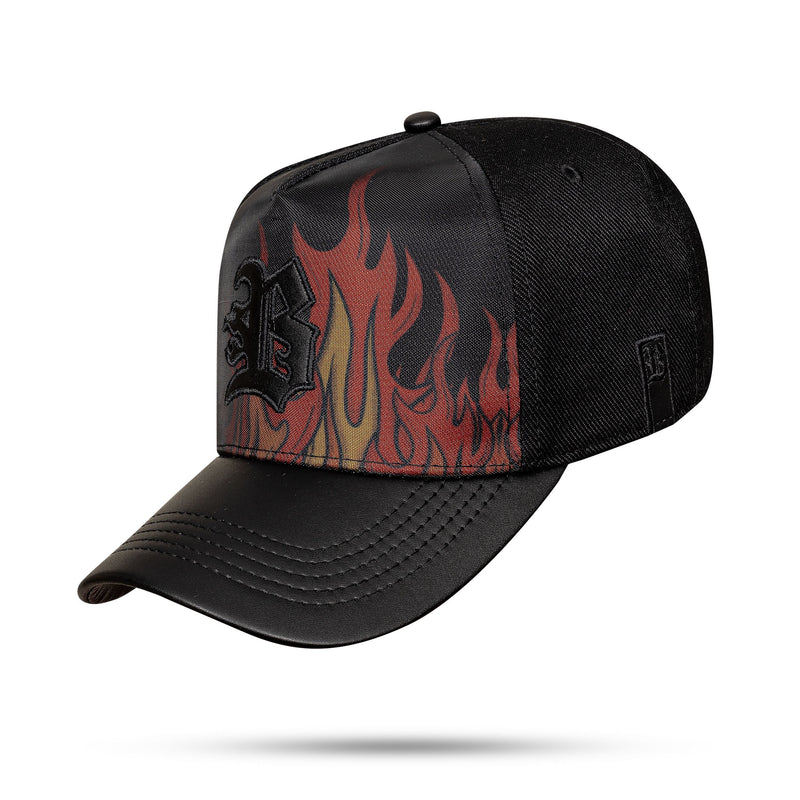 Boné Preto Snapback Fogo Vermelho