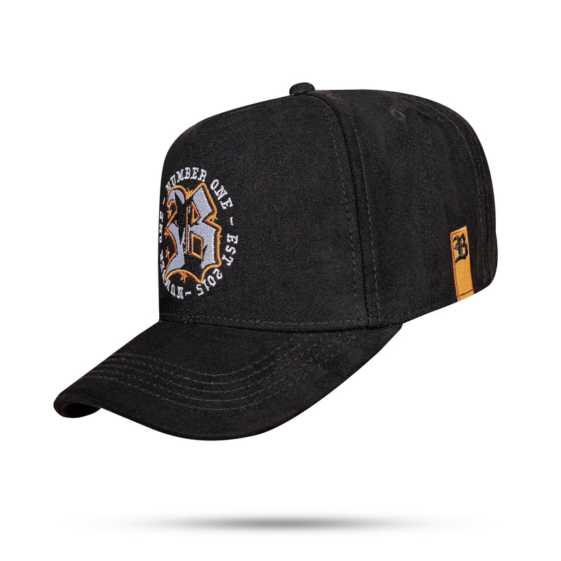 Boné Preto Snapback Suede Logo Orange Star