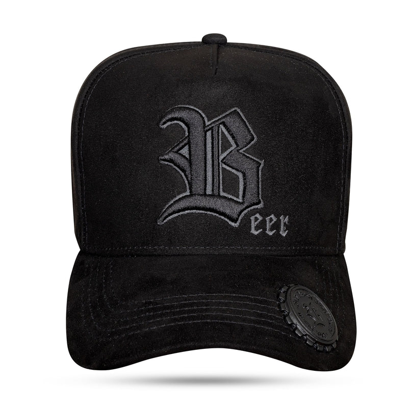 Boné Preto Snapback Suede Logo Beer