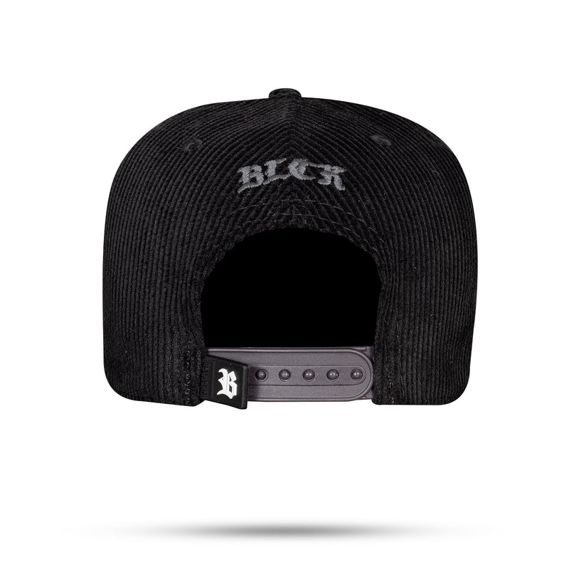 Boné Preto Snapback Aba Cotelê Flourish