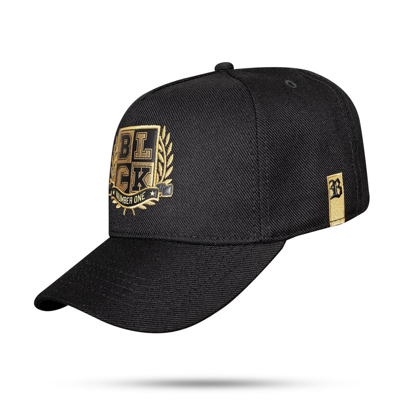 Boné Preto Snapback College Dourado