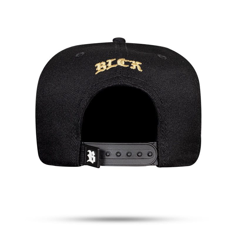 Boné Preto Snapback College Dourado