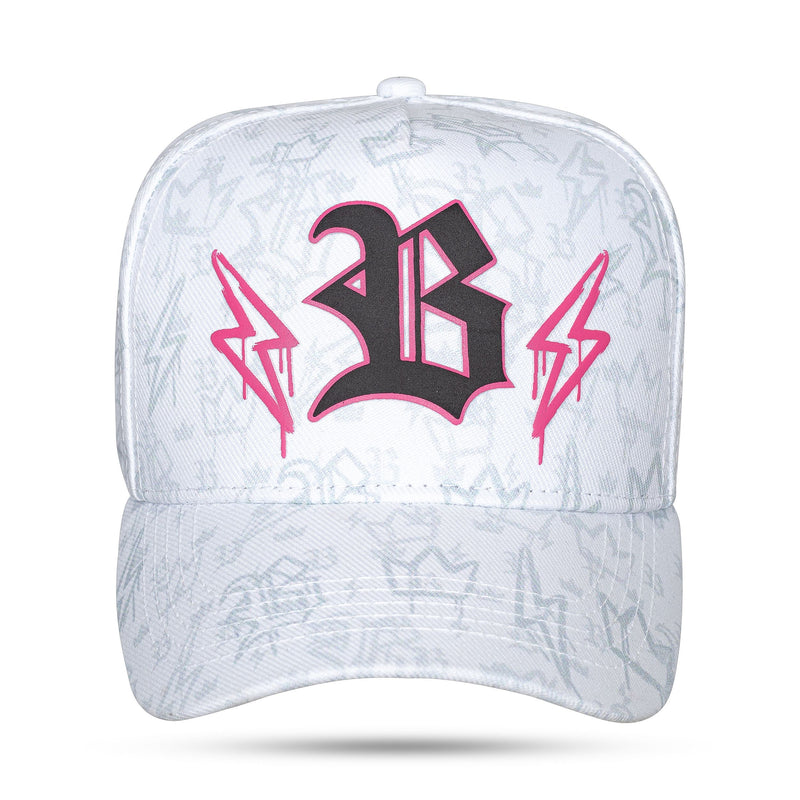 Boné Branco Snapback Logo Raios Pink