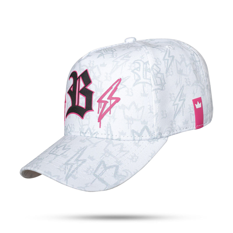 Boné Branco Snapback Logo Raios Pink