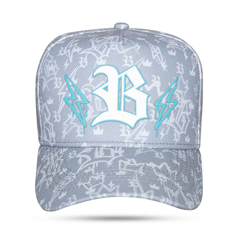 Boné Kids Cinza Snapback Logo Raios Azul