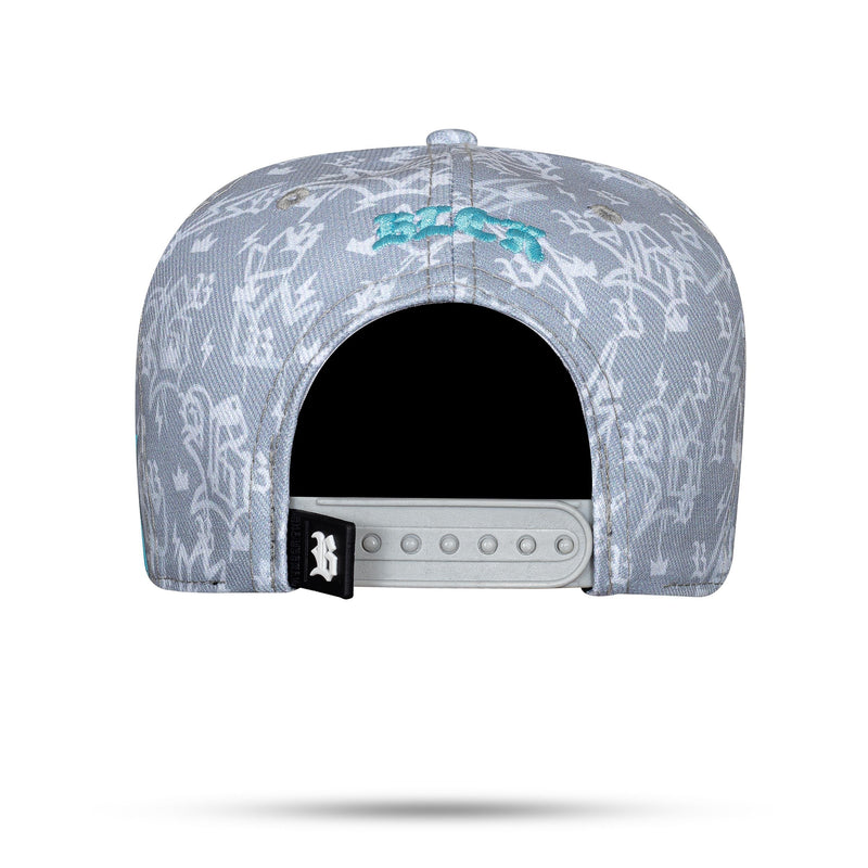 Boné Cinza Snapback Logo Raios Azul