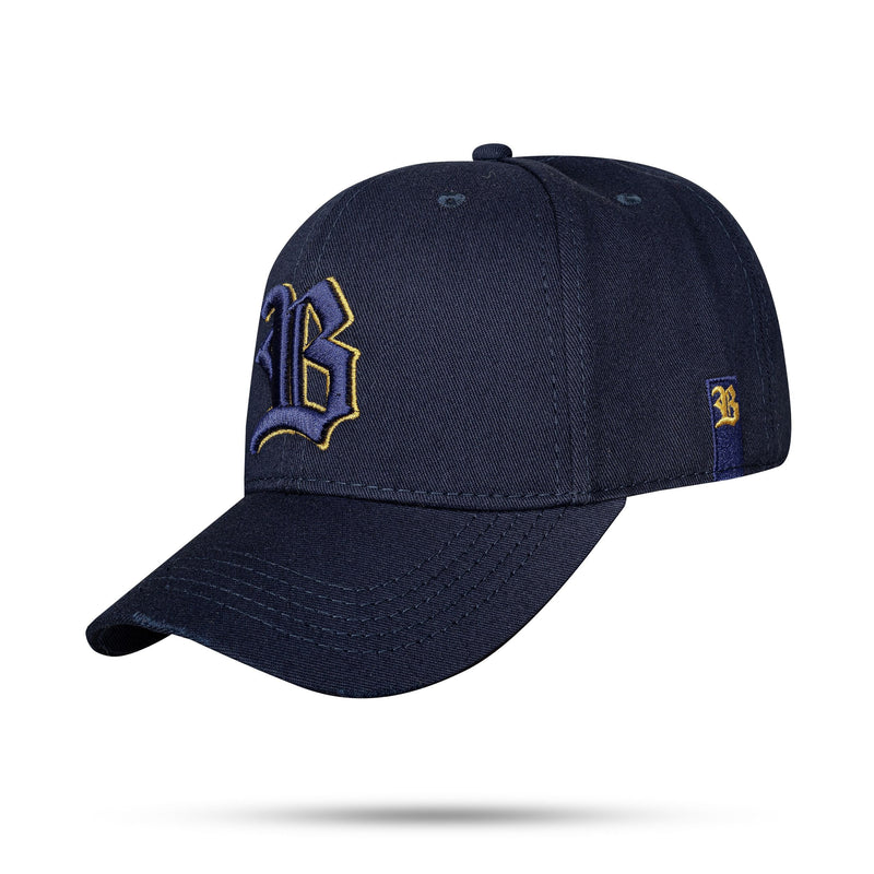 Boné Azul Marinho Alto Relevo Snapback Contour Dourado