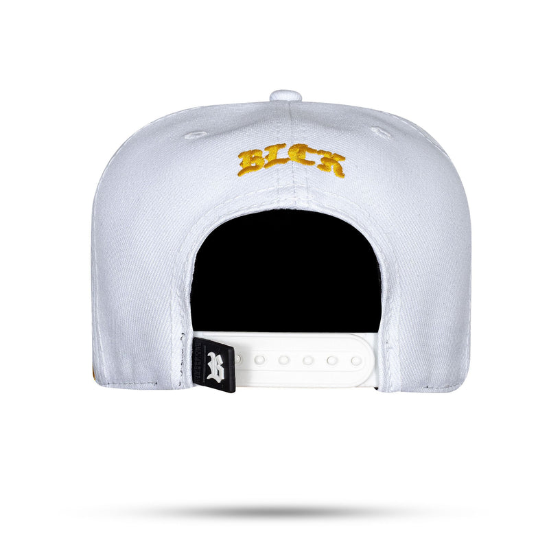 Boné Branco Snapback Authentic B Dourado