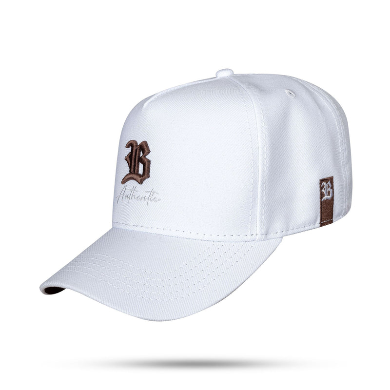 Boné Branco Snapback Authentic B Marrom