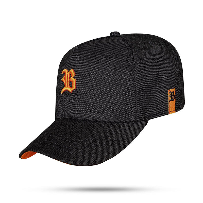 Boné Preto Snapback Authentic B Laranja