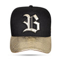 Boné Preto Snapback Aba Couro Star Dourado