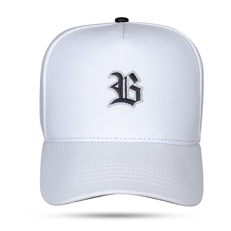 Boné Branco Snapback Logo Couro