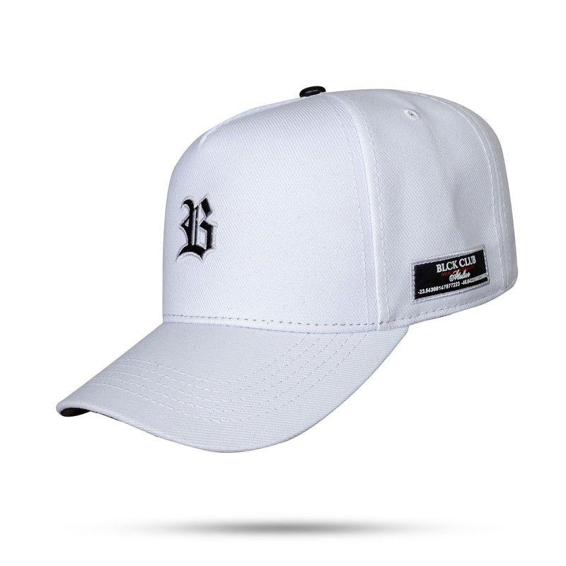 Boné Branco Snapback Logo Couro