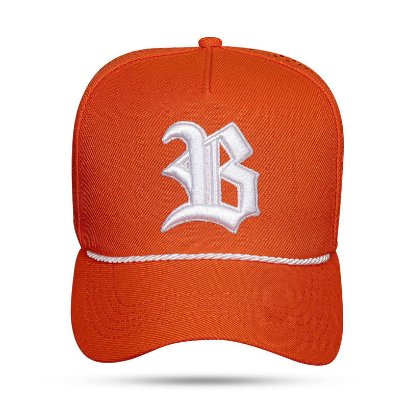 Boné Laranja Snapback Trucker Laser String