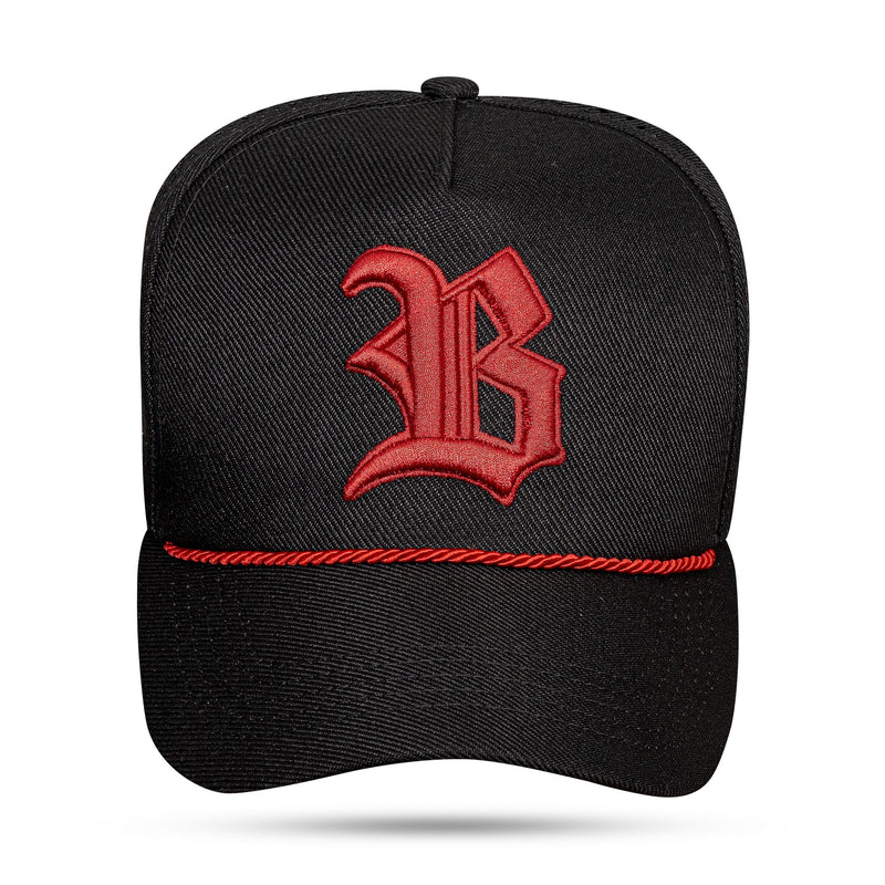 Boné Preto Snapback Trucker Laser String Vermelho