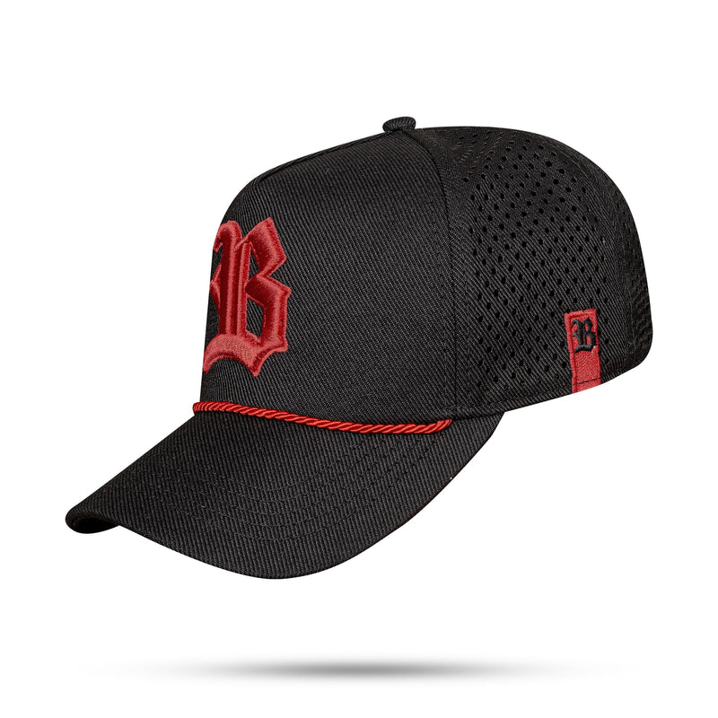 Boné Preto Snapback Trucker Laser String Vermelho