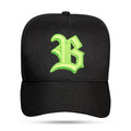 Boné Preto Snapback Alto Relevo Verde Flúor