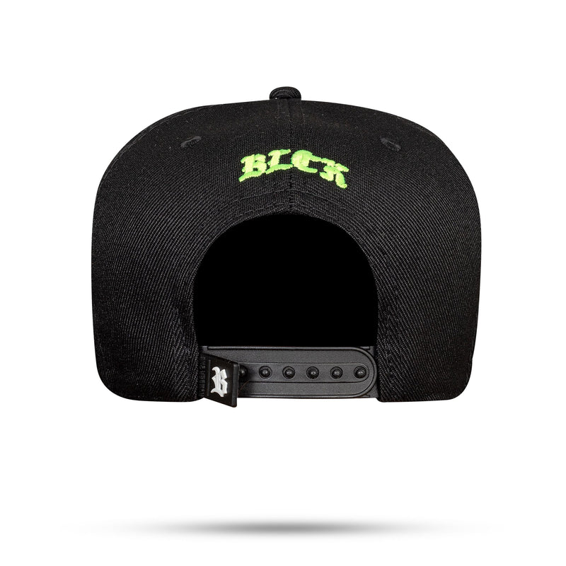 Boné Preto Snapback Alto Relevo Verde Flúor