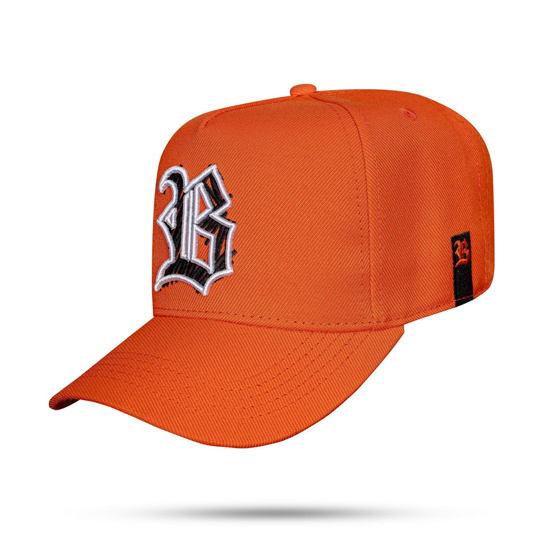 Boné Laranja Snapback Scratch Preto