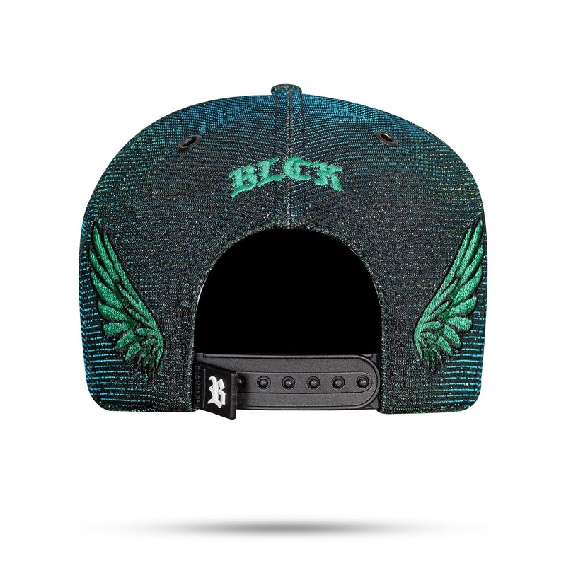 Boné Preto Snapback All Shine 3D Azul Verde Wings