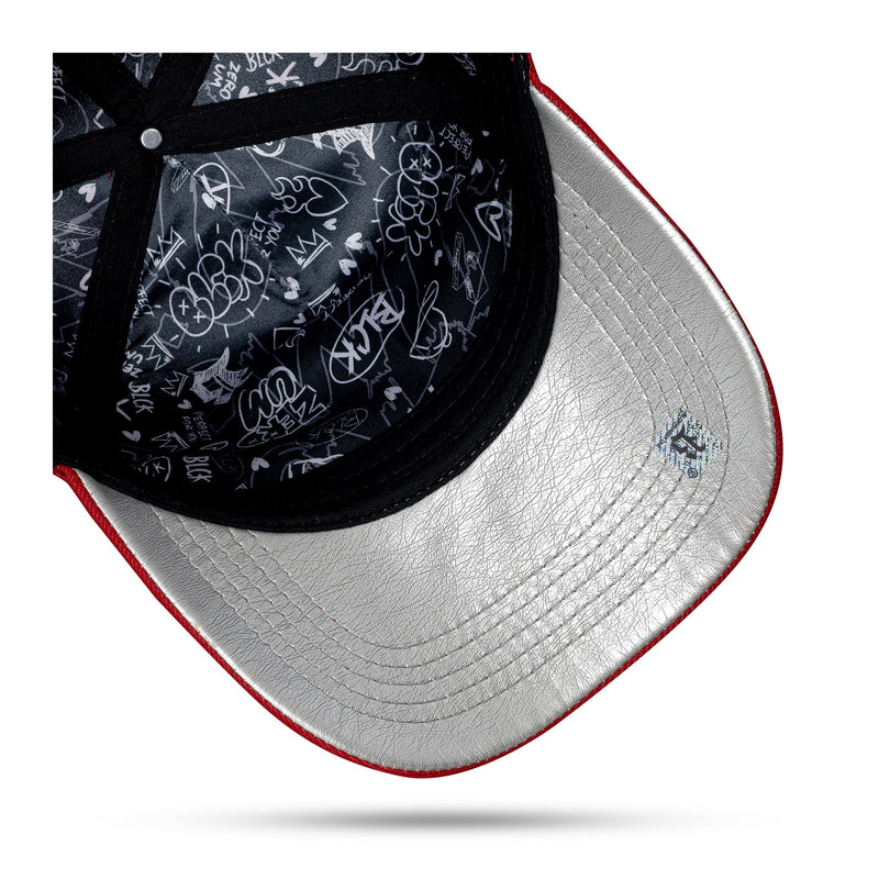 Boné Kids Vermelho Snapback Font Silver