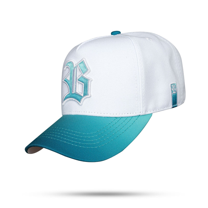 Boné Branco Snapback Aba Degradê Azul/Verde Escuro