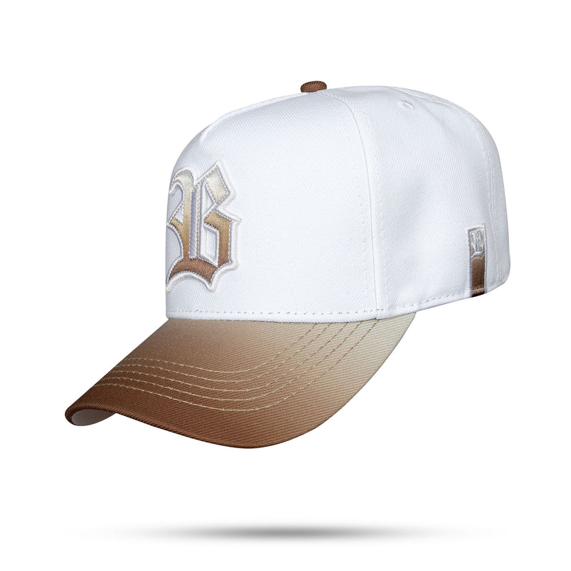 Boné Branco Snapback Aba Degradê Marrom Café/Bege