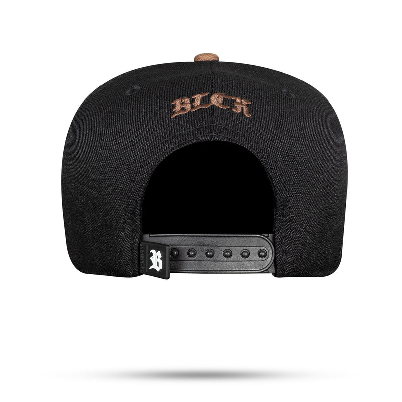 Boné Preto Snapback Aba Degradê Marrom Café/Bege