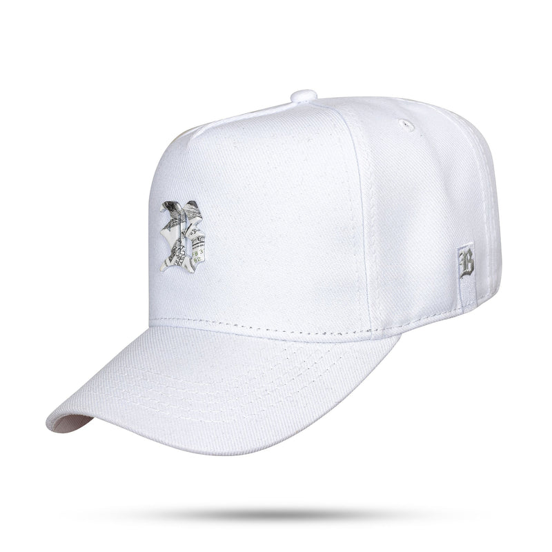 Boné Branco Snapback Metal Dólar