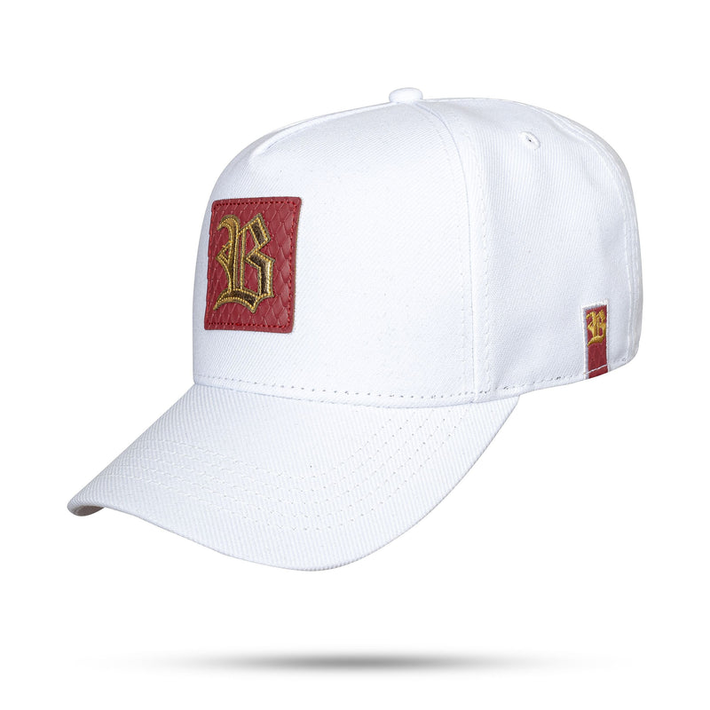 Boné Branco Snapback Square Snake Logo Gold