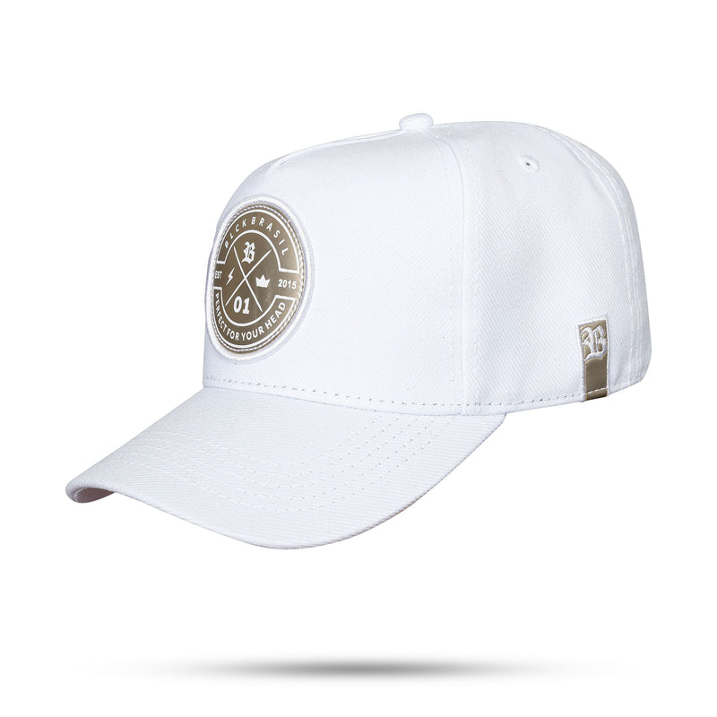 Boné Branco Snapback Zero Um Verniz Gold