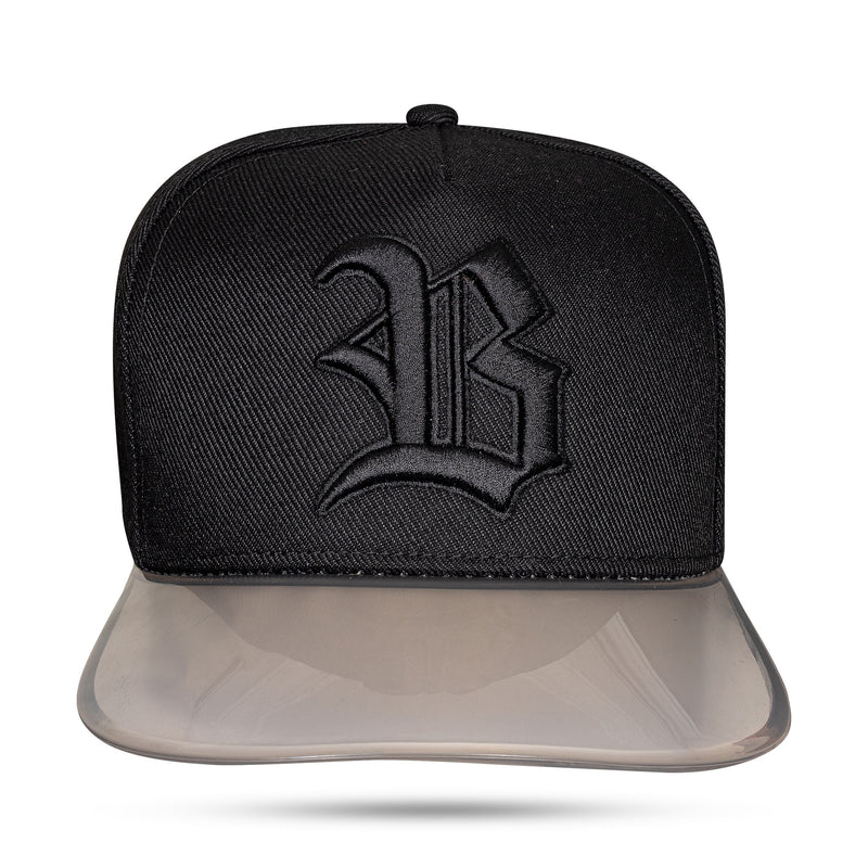 Boné Preto Snapback Alto Relevo Aba Transparente