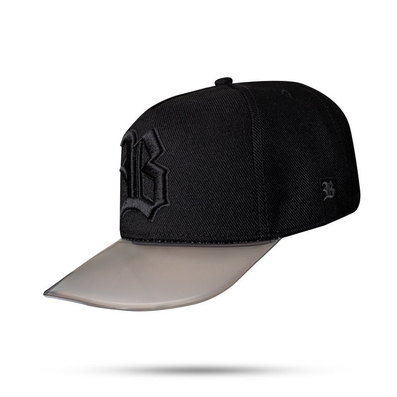 Boné Preto Snapback Alto Relevo Aba Transparente