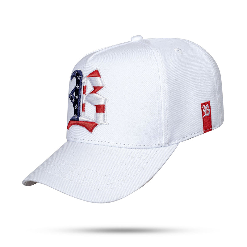 Boné Branco Snapback Alto Relevo EUA