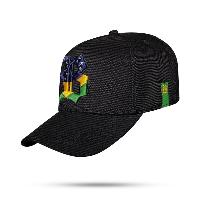 Boné Preto Snapback Alto Relevo Brasil