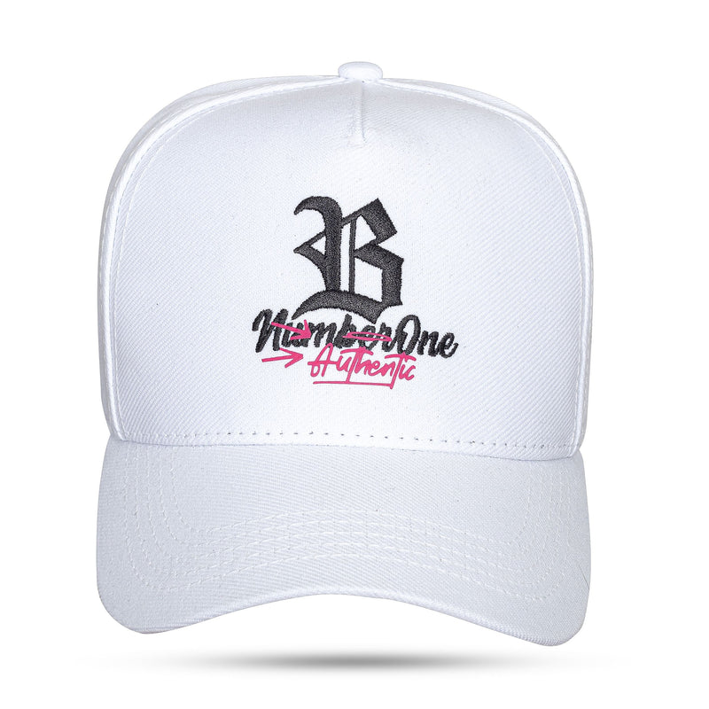 Boné Branco Snapback Number One Authentic Pink