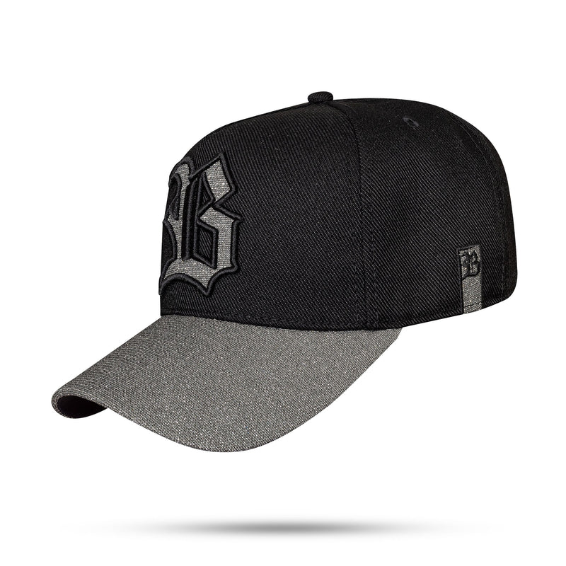 Boné Preto Snapback Aba Shine Cinza