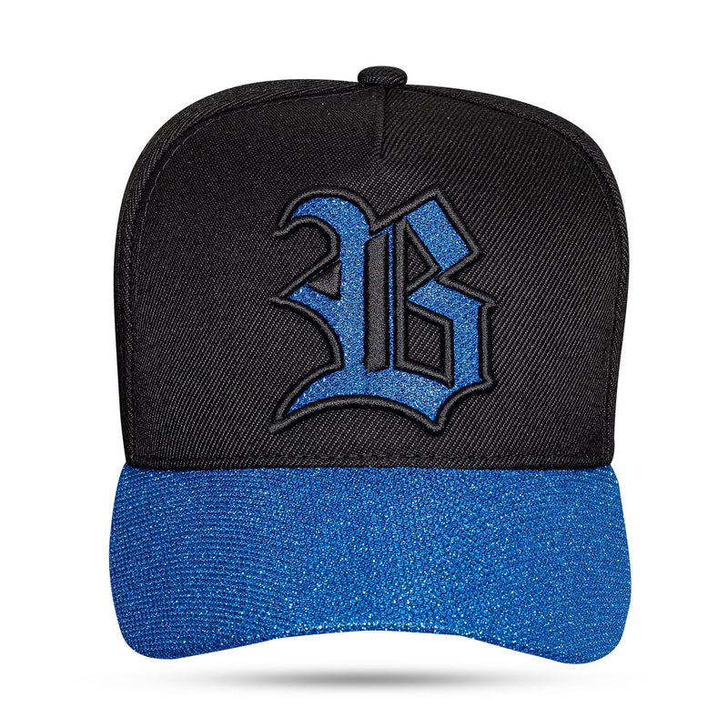 Boné Preto Snapback Aba Shine Azul Royal