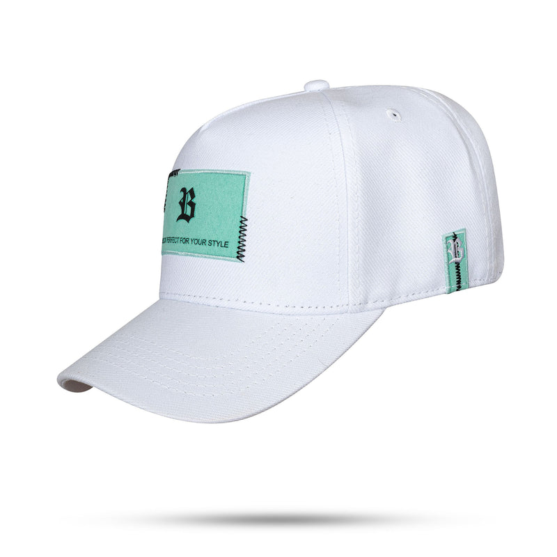 Boné Branco Snapback Tag Suede Verde Água