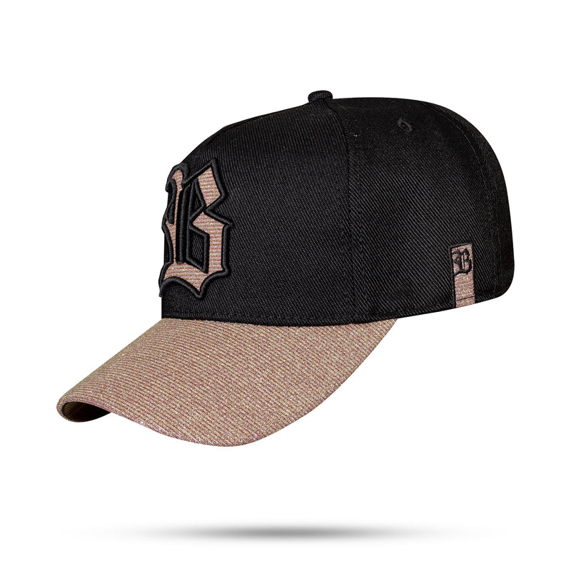 Boné Preto Snapback Aba 3D Gold Pink