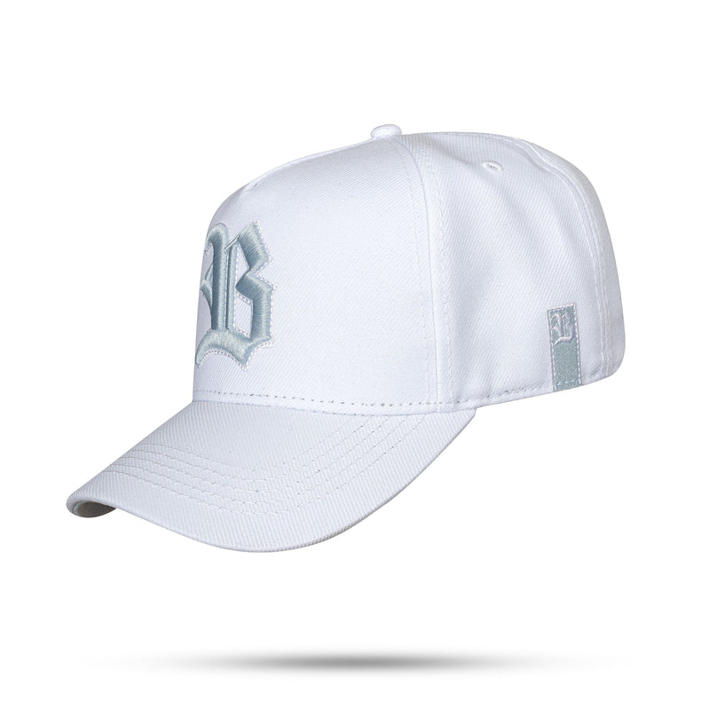 Boné Branco Snapback Alto Relevo Azul Claro N1